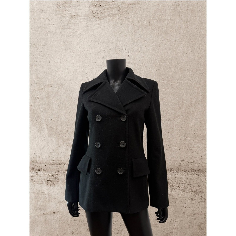 Banana Republic Wool Blend Peacoat Jacket Black Double Breasted Women S - Picture 3 of 11